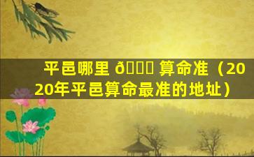 平邑哪里 🐕 算命准（2020年平邑算命最准的地址）